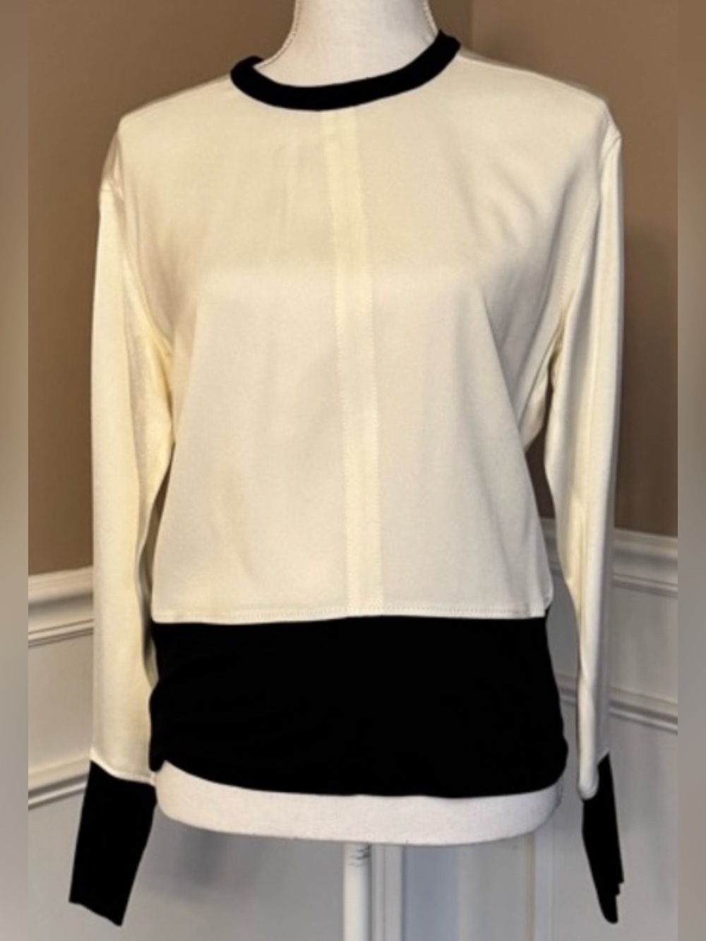 Helmut Lang Modern Two-Tone Colorblock Top - Size P (Petite) - Designer Chic